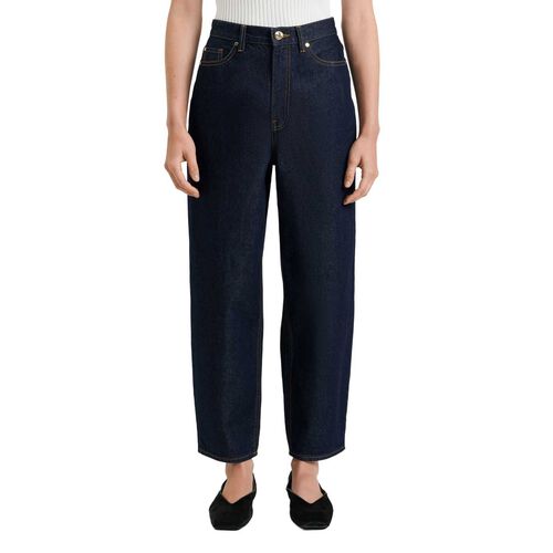 Veronika Maine Dark Indigo Cropped Barrel Leg Jean
